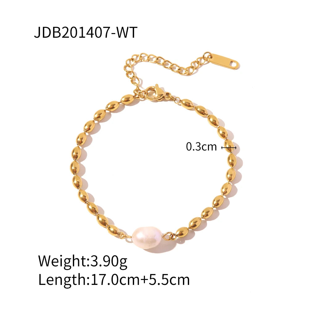 18K Gold-Plated Pearl Necklace and Bracelet