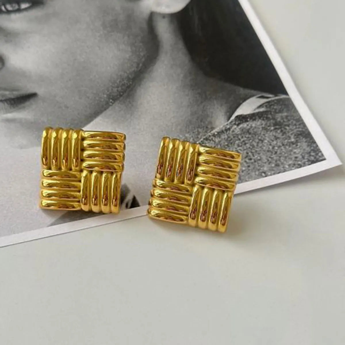 Statement Golden Stud Earrings